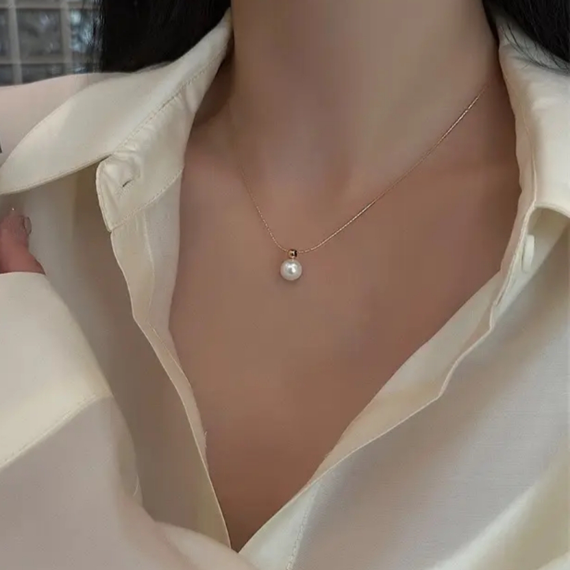 18 Kt Gold Over Titanium Pearl Necklace